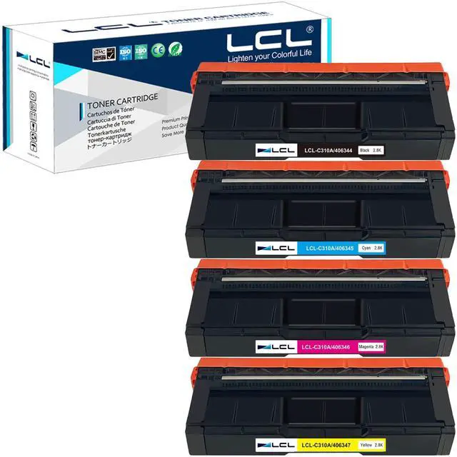 Main image of Compatible Toner Cartridge Replacement for Ricoh SP C310A C311N C312DN C312DN C231N 406344 406345 406346 406347 SP C231N SP C231SF (4-Pack Black Cyan Magenta Yellow)