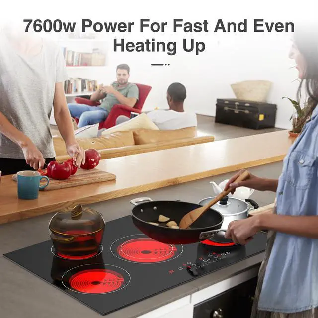 Alt view image 2 of 7 - Electric cooktop 30 inch, 5 burner Electric Stove Built-in and Countertop Stove Top, LED Touch Screen,9 Heating Level, Timer & Kid Safety Lock, 240V 30 inch cooktop