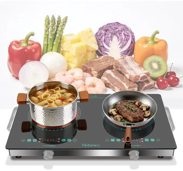 Main image of 2 Burner Electric Cooktop 24 Inch, 110V 2000W Portable Electrics Stove Top | with Handle, 9 Power Settings, Senor Touch & Knob Control, Safety Lock, Timer, 110-120V Plug in (2 Burner Green)