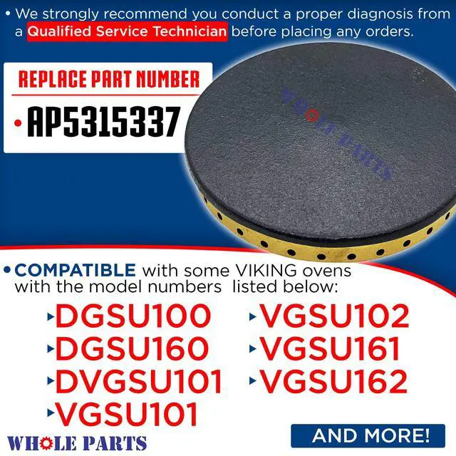 Alt view image 4 of 7 - Upgraded Black Left Front Burner Cap (D) Part# PA080088 - Replacement and Compatible With Some Viking Ranges