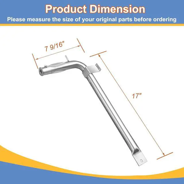 Alt view image 2 of 7 - PB050012 Viking Appliance Oven Burner, Burner Tube Gas Replacement Parts | Grill Parts for EVGIC305 VGIC365 VGRC605 VGSS480 VGIC367 VGSC300 VGSC305 Viking Range Parts, Stainless Steel, 2-Pack, 17 Inch