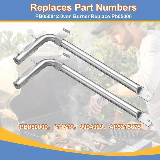 Alt view image 3 of 7 - PB050012 Viking Appliance Oven Burner, Burner Tube Gas Replacement Parts | Grill Parts for EVGIC305 VGIC365 VGRC605 VGSS480 VGIC367 VGSC300 VGSC305 Viking Range Parts, Stainless Steel, 2-Pack, 17 Inch