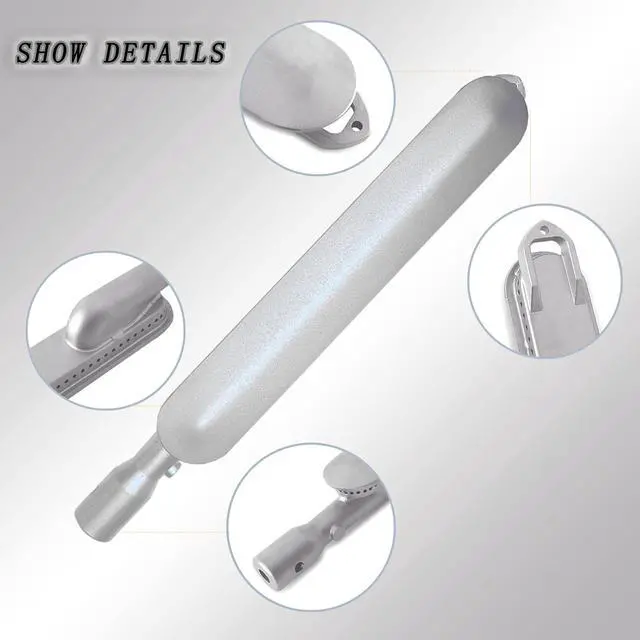 Alt view image 3 of 7 - Upgraded 16 1/2" Cast Stainless Steel 304 Burner Compatible with Barbeques Galore Grand Hall Kenmore Grand Turbo NG and LP Models,Replace P02003049B, P02001002E, P1961B, 3 Pack, Sliver