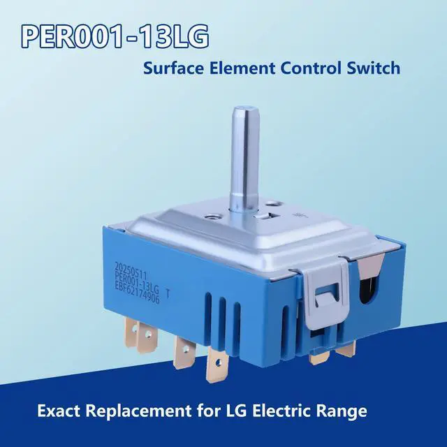 Alt view image 2 of 6 - PER001-13LG, PER001-13S T Burner Infinite Control Switch for LG Electric Range, Replaces EBF62174901, EBF62174906