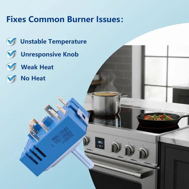 Alt view image 5 of 6 - PER001-13LG, PER001-13S T Burner Infinite Control Switch for LG Electric Range, Replaces EBF62174901, EBF62174906