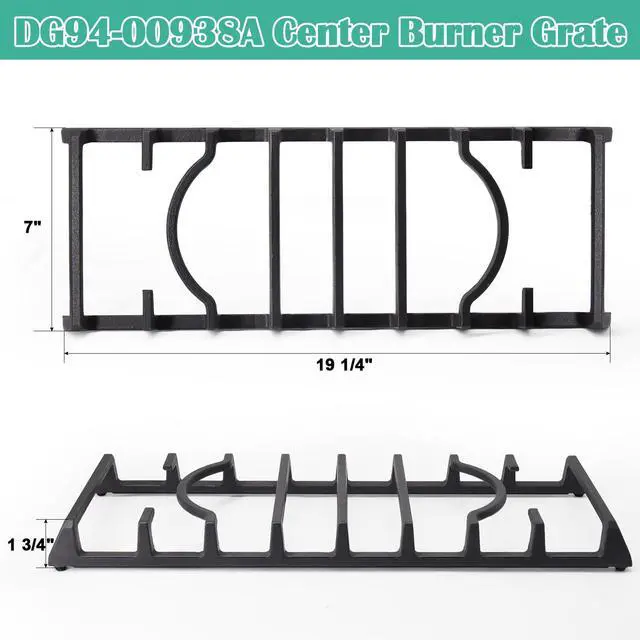 Alt view image 3 of 7 - DG94-00938A Stove Grate Replacement for Samsung NX58J5600SG, NX58H5600SS, NX58H9500WS, NX58H9950WS, NX58F5500SS, NX58R5601SS, NX58R4311SS, DG94-00469A DG94-00469B Surface Burner Grate Center