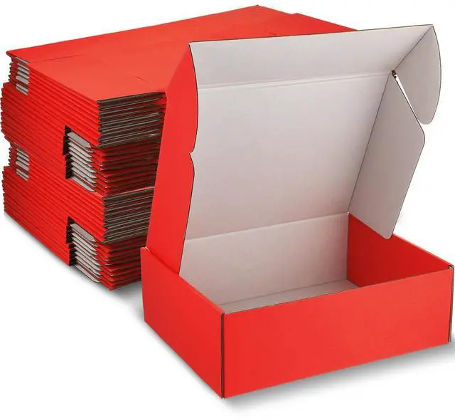 Main image of 40 Pcs Shipping Boxes 12 x 9 x 4 Inch Mailing Boxes Corrugated Cardboard Gift Boxes Packing Literature Mailer for Wrapping Packaging Small Business Flat Box Empty Packing Boxes (Red)