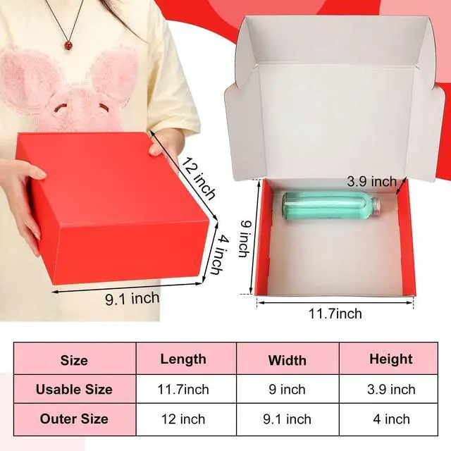 Alt view image 2 of 6 - 40 Pcs Shipping Boxes 12 x 9 x 4 Inch Mailing Boxes Corrugated Cardboard Gift Boxes Packing Literature Mailer for Wrapping Packaging Small Business Flat Box Empty Packing Boxes (Red)
