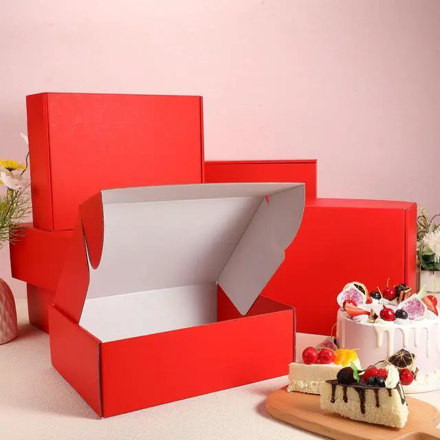 Alt view image 5 of 6 - 40 Pcs Shipping Boxes 12 x 9 x 4 Inch Mailing Boxes Corrugated Cardboard Gift Boxes Packing Literature Mailer for Wrapping Packaging Small Business Flat Box Empty Packing Boxes (Red)