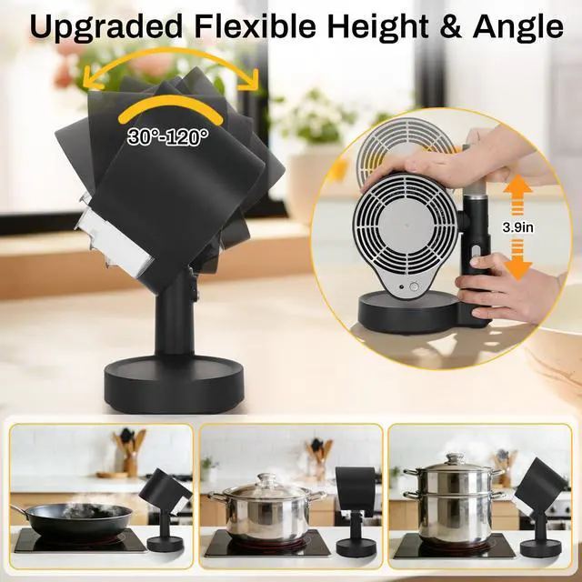 Alt view image 3 of 7 - Portable Range Hood, 2026 Upgraded Desktop Exhaust Fan with 3 Filter System, Countertop Range Hood 3-Speed, Angle-adjust, Low Noise, Detachable Filter & Oil Collector, Washable, for BBQ, Hot Pot, RV