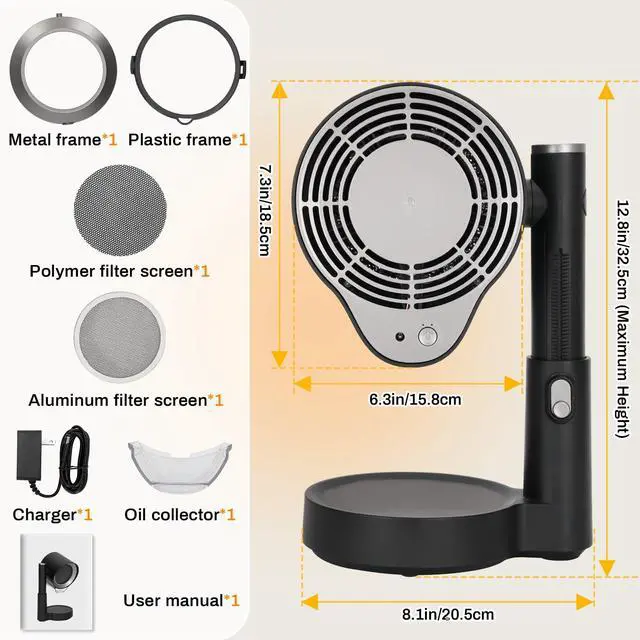 Alt view image 7 of 7 - Portable Range Hood, 2026 Upgraded Desktop Exhaust Fan with 3 Filter System, Countertop Range Hood 3-Speed, Angle-adjust, Low Noise, Detachable Filter & Oil Collector, Washable, for BBQ, Hot Pot, RV