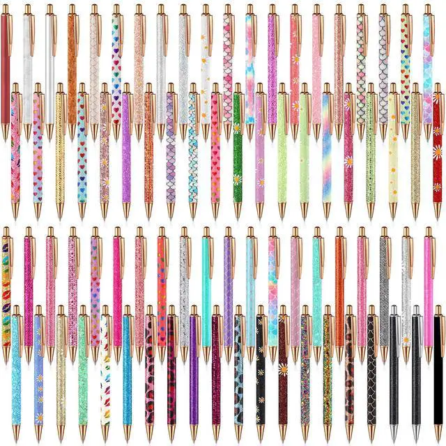Main image of 80 Pcs Fancy Metal Glitter Pens for Women, Sparkly Ballpoint Pens, Shiny Journaling Pen, Black Ink Pen Medium Point 1.0 mm for Women Girls Birthday Gifts Office Supplies (Classic Style)