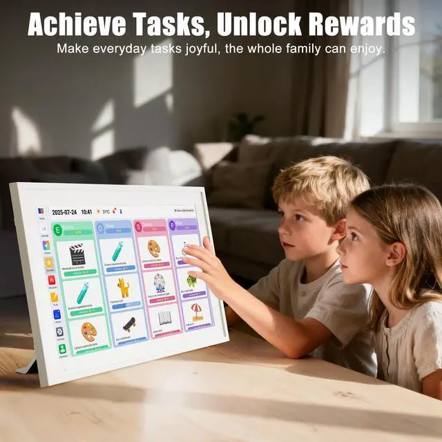 Alt view image 4 of 7 - 15.6" Digital Family Calendar & Smart Wall Planner Touchscreen Electronic Calendar with Chore Chart & Reward System, Google/Outlook Sync, Compact Display for Kitchen & Home