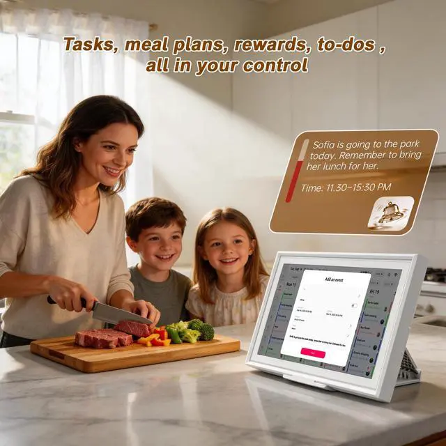 Alt view image 6 of 7 - Digital Calendar, 15.6 Inch Smart Family Calendar, Wall Planner | Touch Screen, No Subscription Required, Schedule & Chore Chart, Meal Planner, Digital Photo Frame, Wall or Desk Mountable