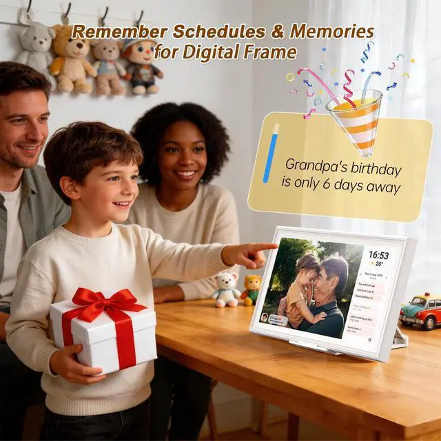 Alt view image 7 of 7 - Digital Calendar, 15.6 Inch Smart Family Calendar, Wall Planner | Touch Screen, No Subscription Required, Schedule & Chore Chart, Meal Planner, Digital Photo Frame, Wall or Desk Mountable