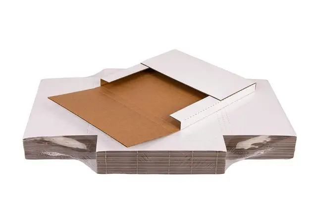 Alt view image 6 of 7 - 12" LP Album Mailers, 12.8x12.8x1 inch Vinyl Record Shipping Box | 50 Pack, Corrugated Cardboard Box for Mailing, Packing, Moving, Storage, w/Fragile Stickers, Multi-Depth, Easy-Fold, White