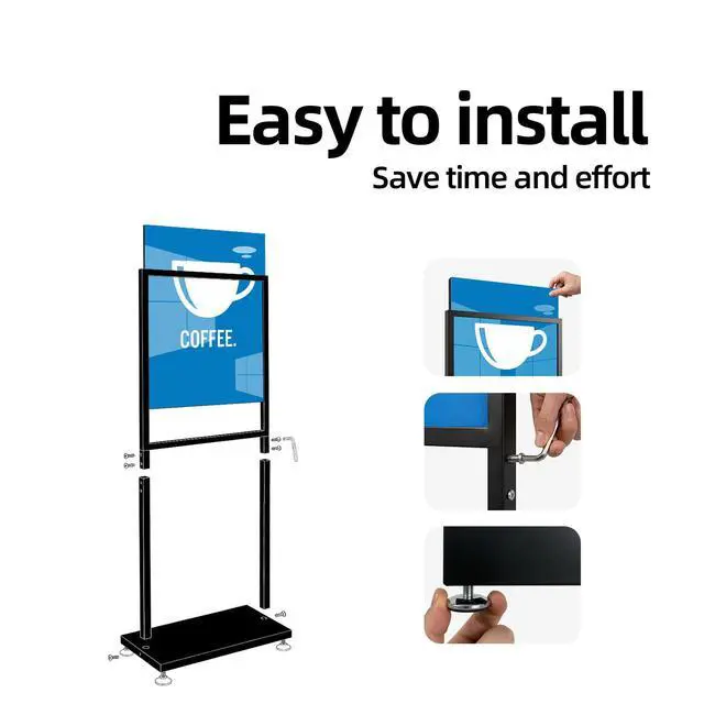 Alt view image 6 of 7 - 22x28 Inch Floor Stand Sign Holder, Heavy Duty Pedestal Poster Stand Double Sided Display for Business, Retail & Real Estate