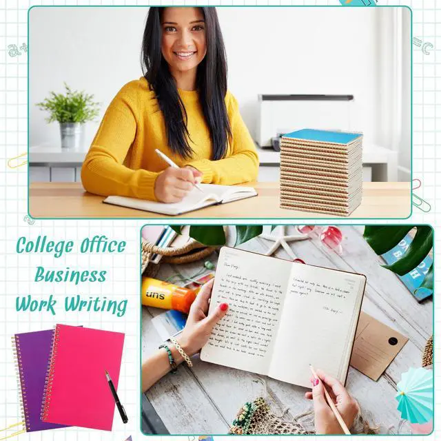 Alt view image 2 of 7 - 50 Pcs A5 Spiral Notebook with Kraft Cover Bulk - 8.3 x 5.8 Inch 100 Pages Hardcover Spiral Notebook Journals Lined Writing Paper for Diary Planner School Office Supplies(Colorful)