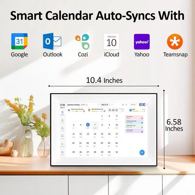 Alt view image 2 of 7 - 10.1 Inch Digital Calendar 2026 Planner, Electronic Desk Calendar Smart Touchscreen Family Planner Chore Chart & Meal Planner IPS FHD Digital Picture Frame for Christmas Gift