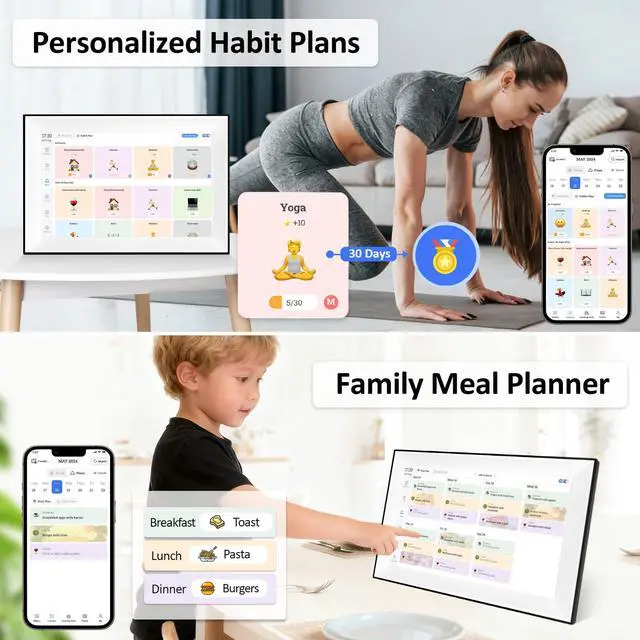 Alt view image 5 of 7 - 10.1 Inch Digital Calendar 2026 Planner, Electronic Desk Calendar Smart Touchscreen Family Planner Chore Chart & Meal Planner IPS FHD Digital Picture Frame for Christmas Gift