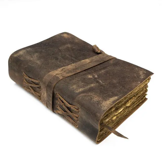 Main image of Leather Journal - Vintage Leather Journal with Bookmark, Book of Shadows Journal, Grimoire Journal, Witch Journal, Vintage Journal for Men and Women, 200 GSM Antique Deckle Edge Paper