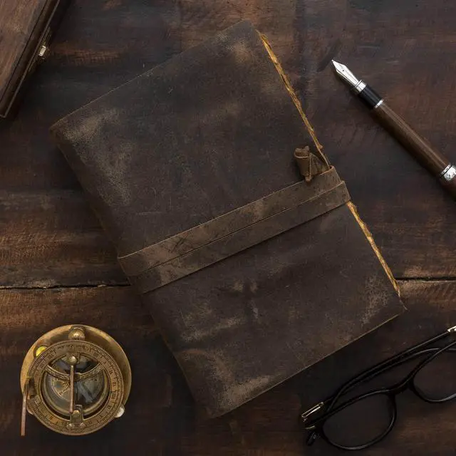 Alt view image 2 of 7 - Leather Journal - Vintage Leather Journal with Bookmark, Book of Shadows Journal, Grimoire Journal, Witch Journal, Vintage Journal for Men and Women, 200 GSM Antique Deckle Edge Paper