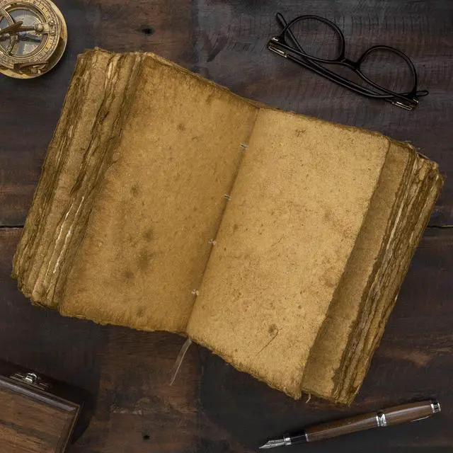 Alt view image 5 of 7 - Leather Journal - Vintage Leather Journal with Bookmark, Book of Shadows Journal, Grimoire Journal, Witch Journal, Vintage Journal for Men and Women, 200 GSM Antique Deckle Edge Paper