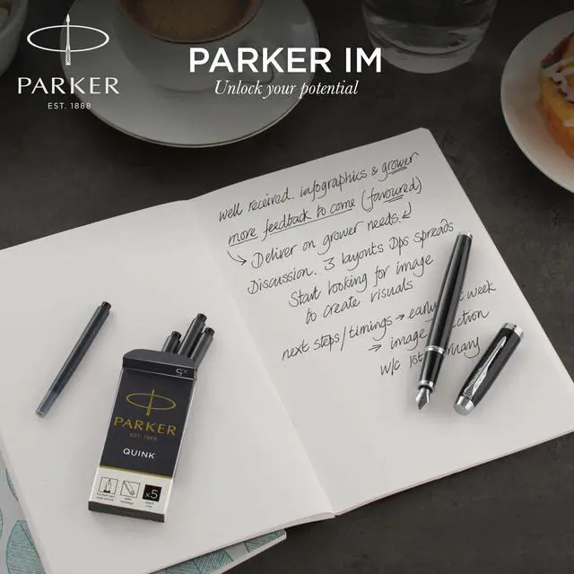 Alt view image 6 of 7 - IM Fountain Pen, Premium Warm Silver, Fine Nib with Blue Ink Refill (1931684)