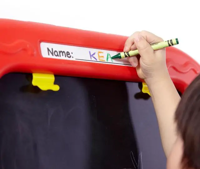 Alt view image 6 of 7 - Creative Fun Double Easel - Magnetic Whiteboard & Chalkboard with Personalized Feature - Includes 77 Magnets, Gears & Chalk - Foldable Kids Art Set