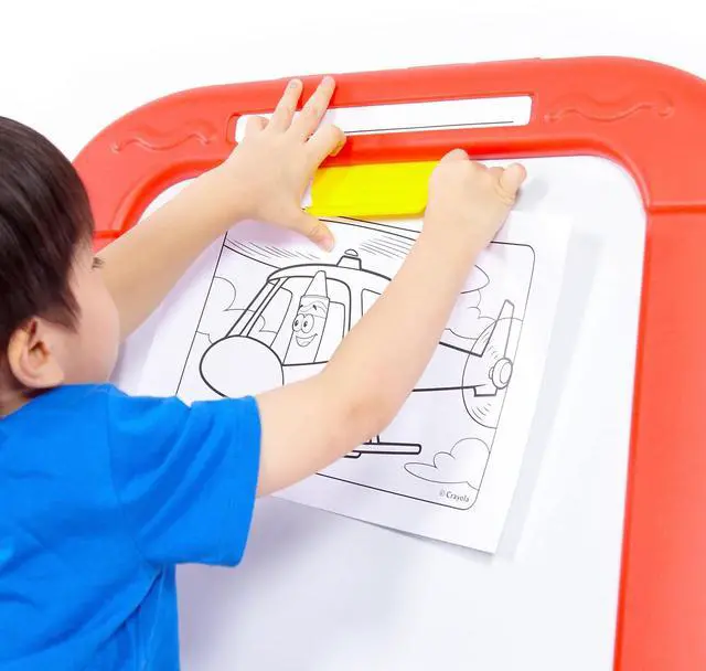 Alt view image 4 of 7 - Creative Fun Double Easel - Magnetic Whiteboard & Chalkboard with Personalized Feature - Includes 77 Magnets, Gears & Chalk - Foldable Kids Art Set