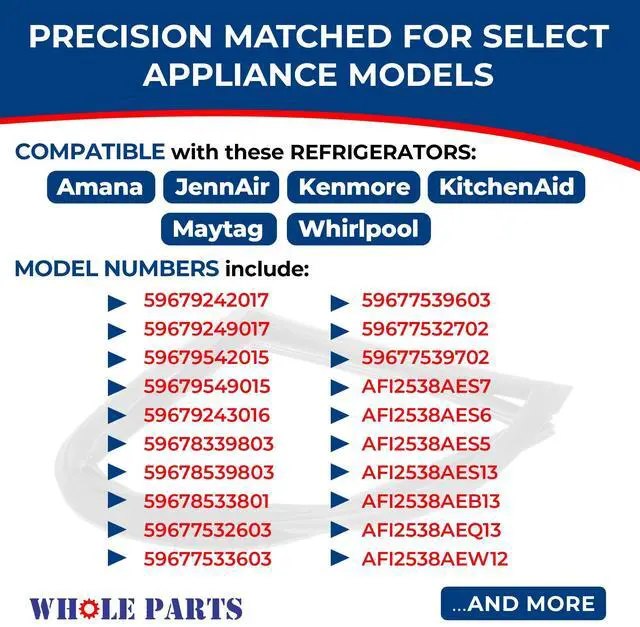 Alt view image 4 of 7 - Upgraded Refrigerator French Door Seal (Magnetic Strip Inside, Black), Part# W11378944 - Compatible with Some Amana, JennAir, Kenmore, KitchenAid, Maytag and Whirlpool Refrigerator