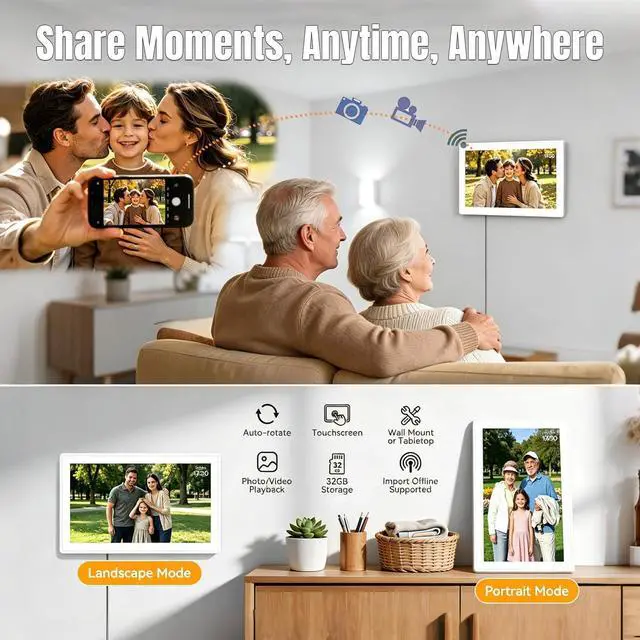 Alt view image 5 of 7 - 15.6" Smart Digital Calendar & Photo Frame with Touchscreen, WiFi Interactive Chore Chart & Meal Planner, Family Wall Calendar Display, Frameo App, 32GB Storage, Wall Mountable (Black)