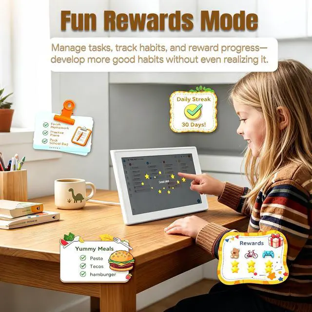 Alt view image 6 of 7 - 15.6" Smart Digital Calendar & Photo Frame with Touchscreen, WiFi Interactive Chore Chart & Meal Planner, Family Wall Calendar Display, Frameo App, 32GB Storage, Wall Mountable (Black)