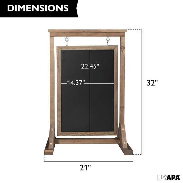 Alt view image 2 of 7 - Barnwood Double Sided Swinging Chalkboard Sidewalk Sign | 21 x 32 Inch, Magnetic A-Frame Design, Menu Board & Sandwich Board Sign