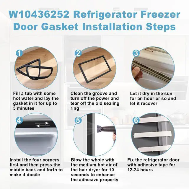 Alt view image 6 of 7 - Upgrad W10436252 Freezer Door Gasket Compatible with Whirlpool Maytag Amana JennAir Kenmore KitchenAid Replaces W10131754 W10164041 W10164041N 12683806B 12683820B 8170951 8171186 67003559 2311870