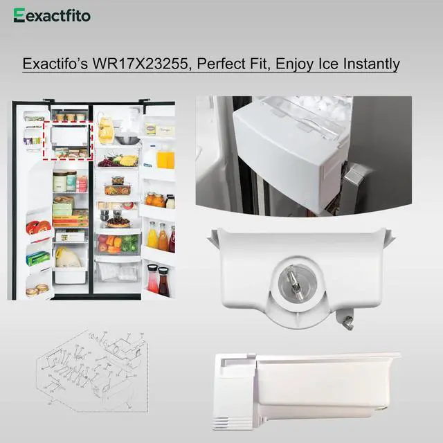 Alt view image 2 of 4 - WR17X23255 GE Refrigerator Ice Container Replacement |, Food-Grade PP Material, Resistant to low temperatures (-20 to 60), Exact fit, Easy replacement