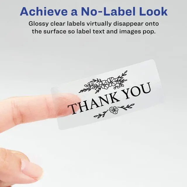 Alt view image 2 of 7 - Glossy Clear Address Labels, Sure Feed Technology, Laser/Inkjet, 1" x 2-5/8", 300 Labels, 5 Packs (6521)