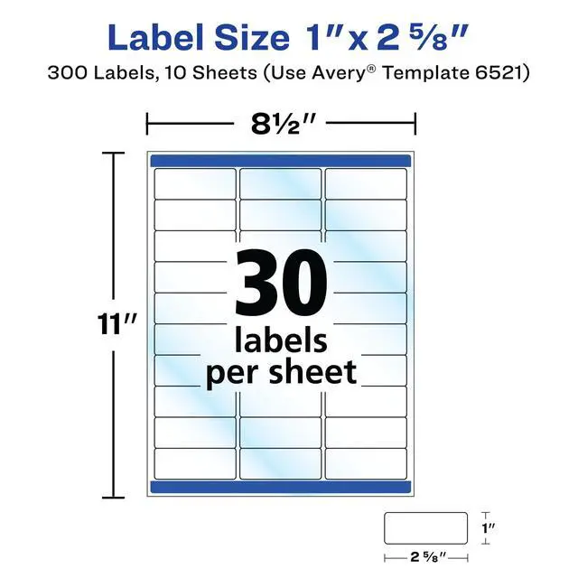 Alt view image 7 of 7 - Glossy Clear Address Labels, Sure Feed Technology, Laser/Inkjet, 1" x 2-5/8", 300 Labels, 5 Packs (6521)