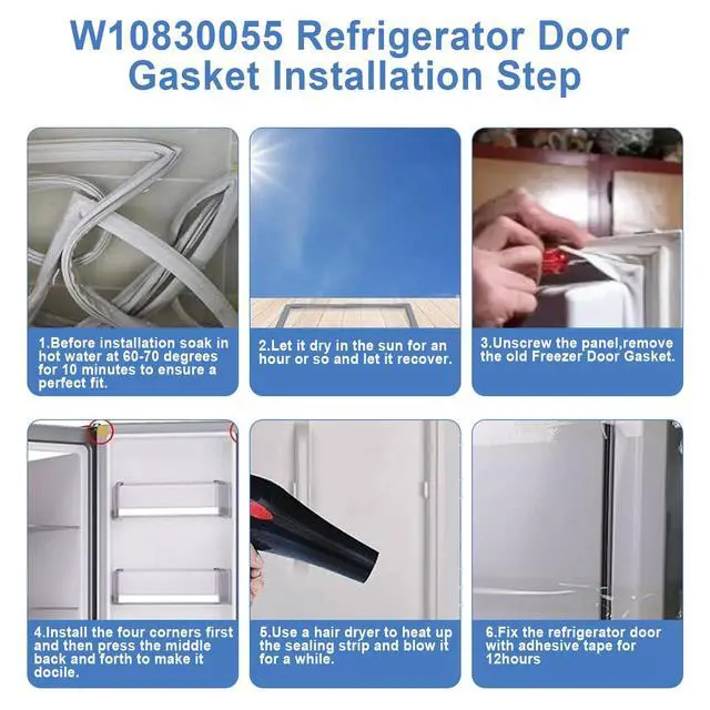 Alt view image 6 of 7 - 2PCS W10830055 Refrigerator Door Gasket Compatible with Whirlpool Maytag Kenmore KitchenAid Amana Replace Refrigerator Door Seal W10163991 W10191105 W10443238 AP6027230 PS11759512