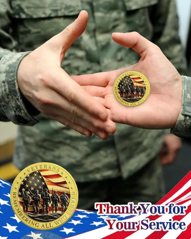 Alt view image 6 of 7 - 100 Pack Military Challenge Coins, Thank You to All Veteran | Thank You for Your Service Coin, Veterans Day Gifts Bulk, Military Appreciation Gifts, Tribute to Service & Sacrifice