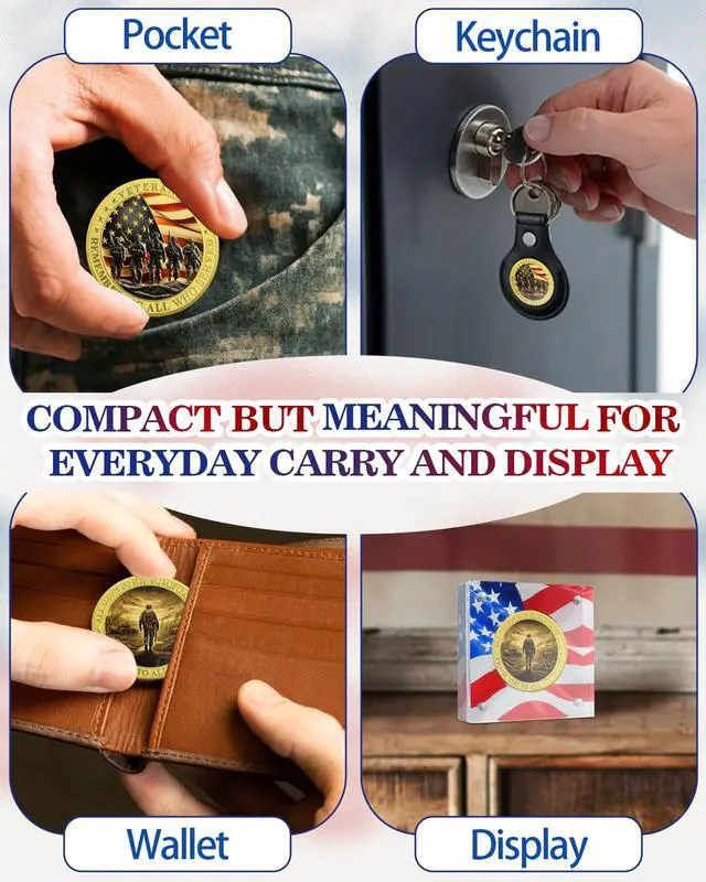 Alt view image 5 of 7 - 100 Pack Military Challenge Coins, Thank You to All Veteran | Thank You for Your Service Coin, Veterans Day Gifts Bulk, Military Appreciation Gifts, Tribute to Service & Sacrifice