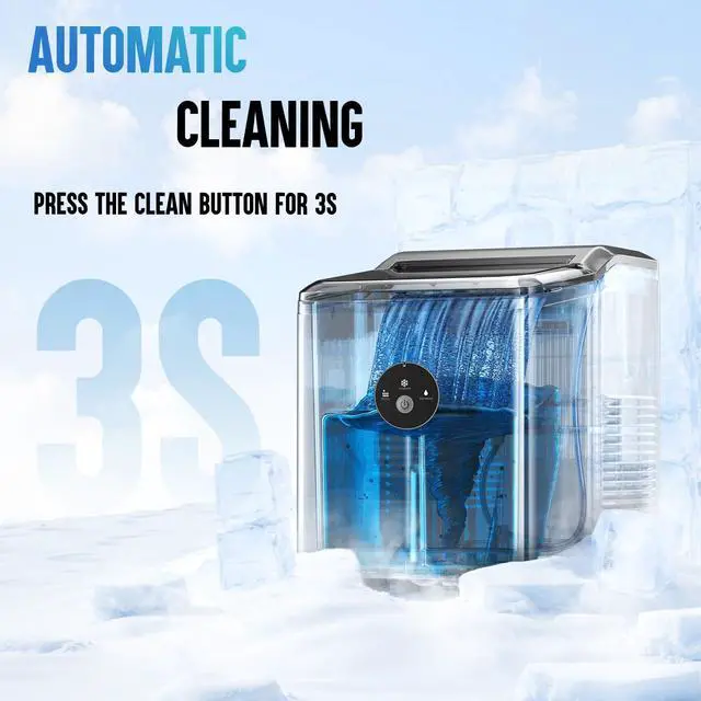 Alt view image 4 of 7 - Nugget Ice Maker Countertop, Pebble Ice Maker in 6 Mins,26.5 LBS/Day, Self-Cleaning, FLASHCHILL, Compact Portable Design, Ice Machine for Home, Kitchen, Office & Party