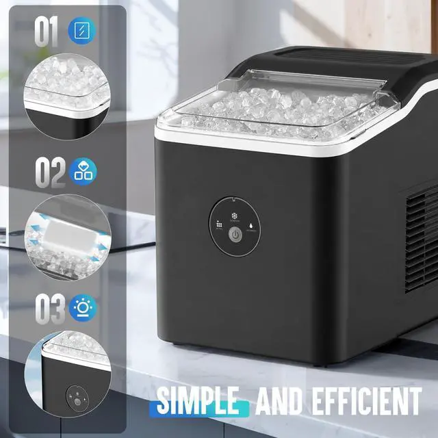 Alt view image 6 of 7 - Nugget Ice Maker Countertop, Pebble Ice Maker in 6 Mins,26.5 LBS/Day, Self-Cleaning, FLASHCHILL, Compact Portable Design, Ice Machine for Home, Kitchen, Office & Party