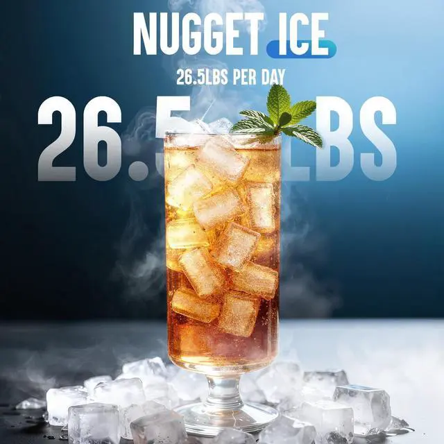 Alt view image 5 of 7 - Nugget Ice Maker Countertop, Pebble Ice Maker in 6 Mins,26.5 LBS/Day, Self-Cleaning, FLASHCHILL, Compact Portable Design, Ice Machine for Home, Kitchen, Office & Party