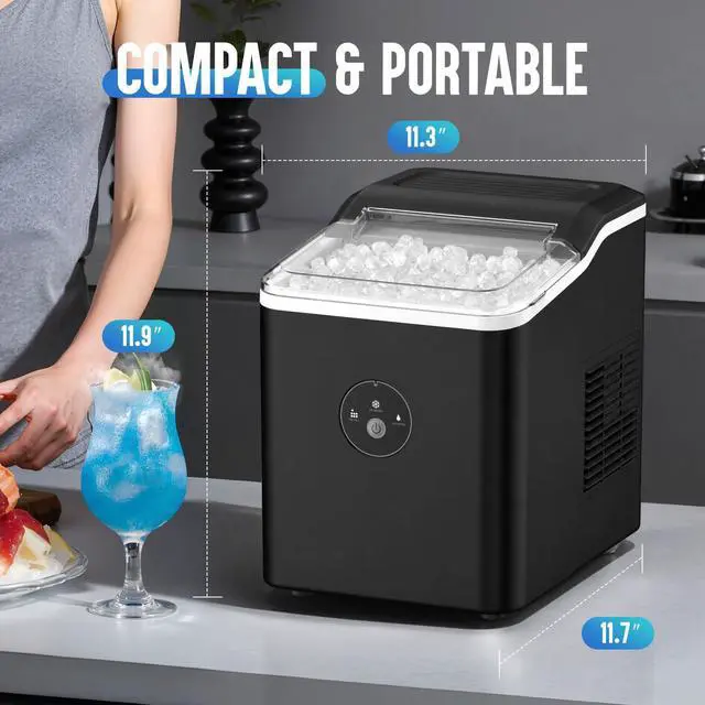 Alt view image 7 of 7 - Nugget Ice Maker Countertop, Pebble Ice Maker in 6 Mins,26.5 LBS/Day, Self-Cleaning, FLASHCHILL, Compact Portable Design, Ice Machine for Home, Kitchen, Office & Party