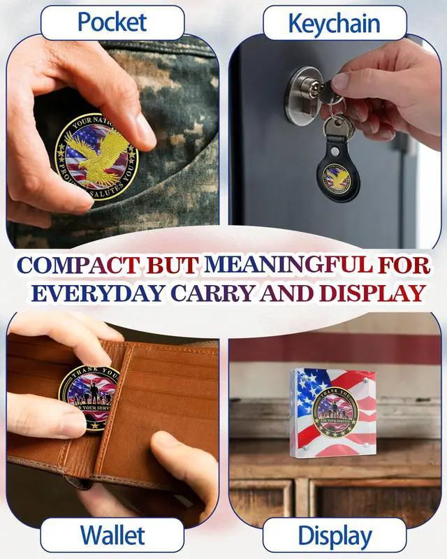 Alt view image 5 of 7 - 100 Pack Military Challenge Coins, Veteran Thank You Coin | Thank You for Your Service, Veterans Day Gifts Bulk, Military Appreciation Tribute, Service Member Recognition, Unit Events