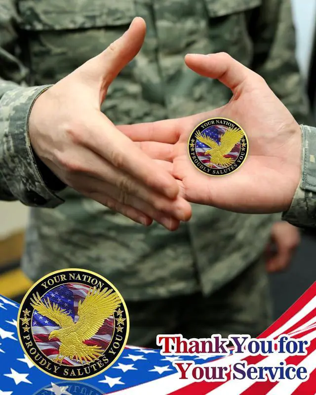 Alt view image 6 of 7 - 100 Pack Military Challenge Coins, Veteran Thank You Coin | Thank You for Your Service, Veterans Day Gifts Bulk, Military Appreciation Tribute, Service Member Recognition, Unit Events