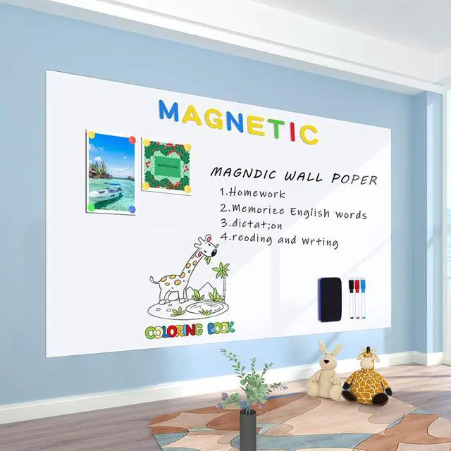 Alt view image 2 of 7 - Magnetic Whiteboard Contact Paper 24" x 59" Peel and Stick Dry Erase White Board for Wall Self-Adhesive Decal Wallpaper Sticker for Office, Home, with Marker, Eraser and Magnet