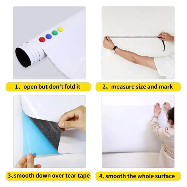 Alt view image 4 of 7 - Magnetic Whiteboard Contact Paper 24" x 59" Peel and Stick Dry Erase White Board for Wall Self-Adhesive Decal Wallpaper Sticker for Office, Home, with Marker, Eraser and Magnet