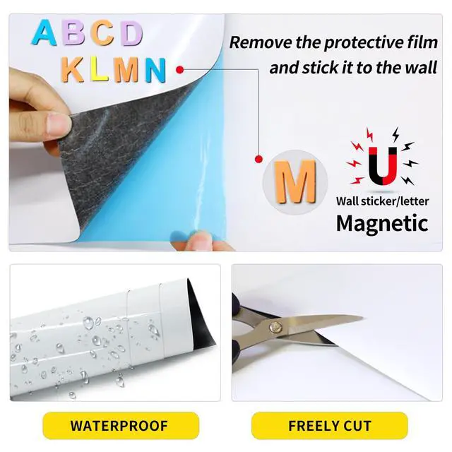 Alt view image 6 of 7 - Magnetic Whiteboard Contact Paper 24" x 59" Peel and Stick Dry Erase White Board for Wall Self-Adhesive Decal Wallpaper Sticker for Office, Home, with Marker, Eraser and Magnet